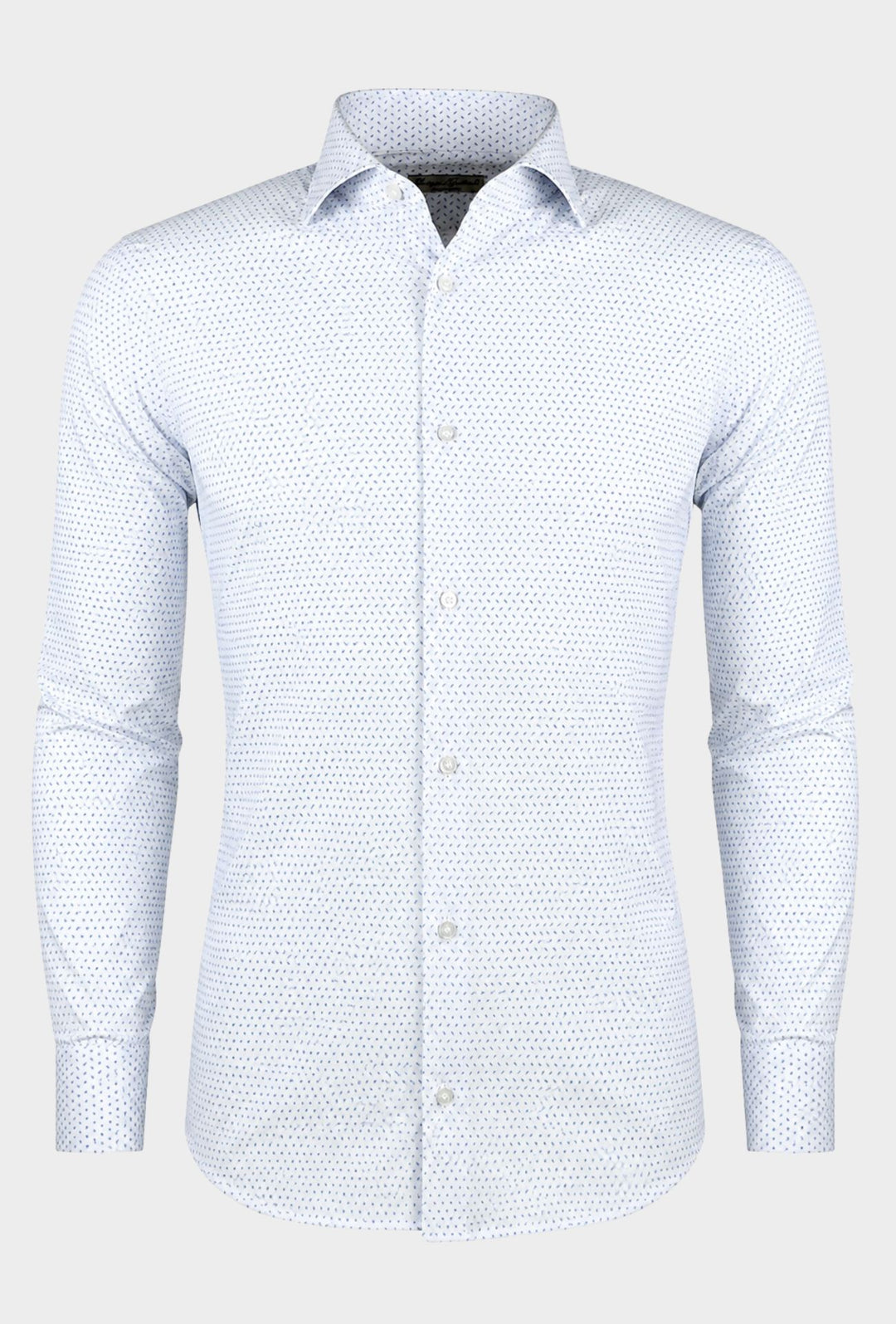 Camicia Uomo Manica lunga in cotone slim fit Fantasia - BIANCO/ CELESTE