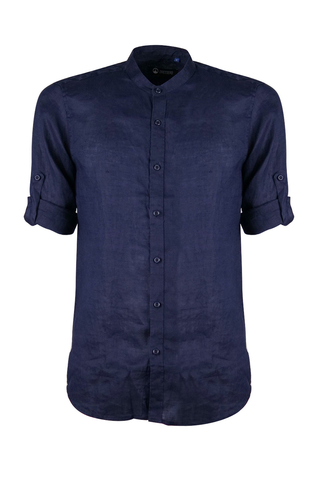 Camicia Uomo Manica Lunga 100% Lino Collo Coreano Semi Slim Fi Camicie Dresserd Uomo - BLU