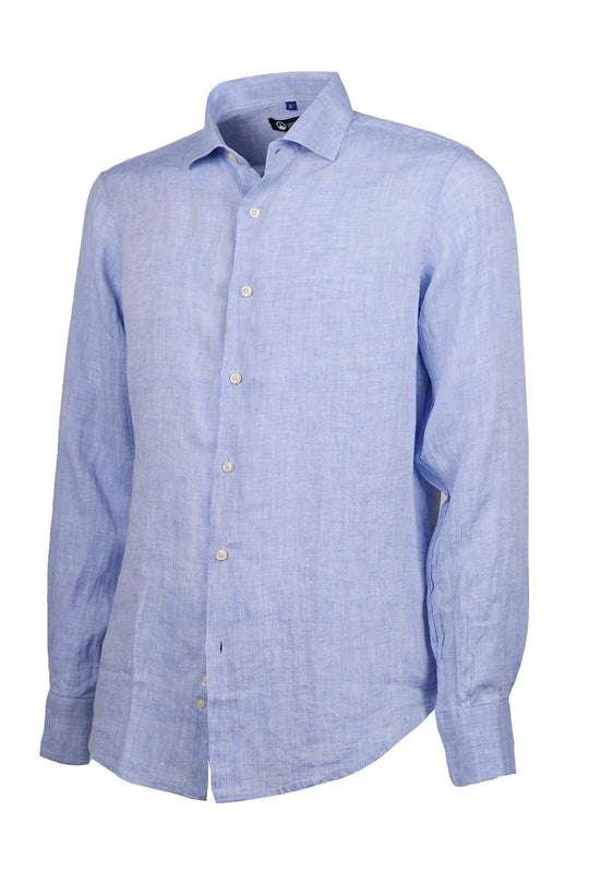 Camicia Uomo 100% Lino Collo camicie estive semi slim fit Dresserd - BLU