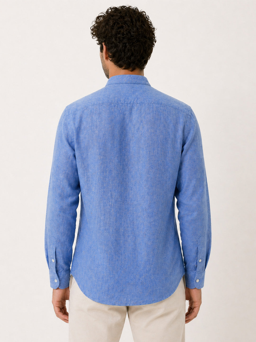 Camicia uomo 100% Lino fiammato collo coreano Dresserd - DENIM