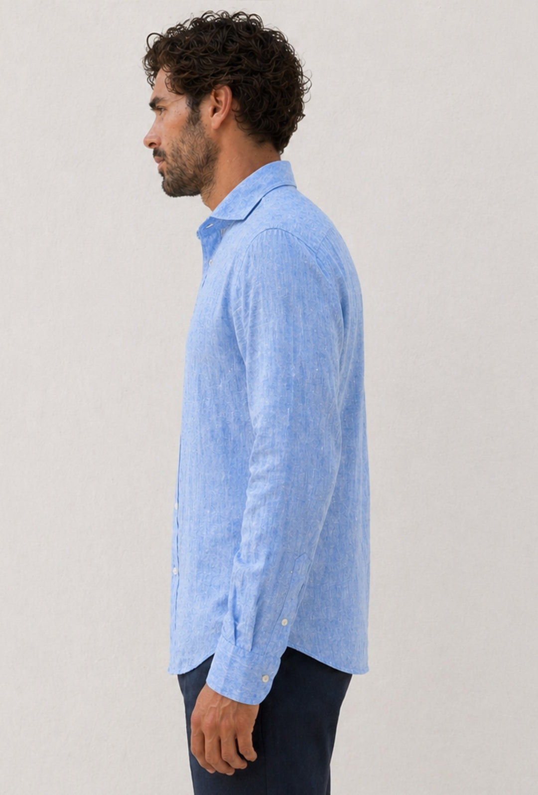 Camicia uomo 100% Lino fiammato Dresserd - AZZURRO