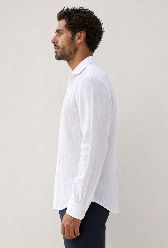Camicia uomo 100% Lino fiammato Dresserd - BIANCO