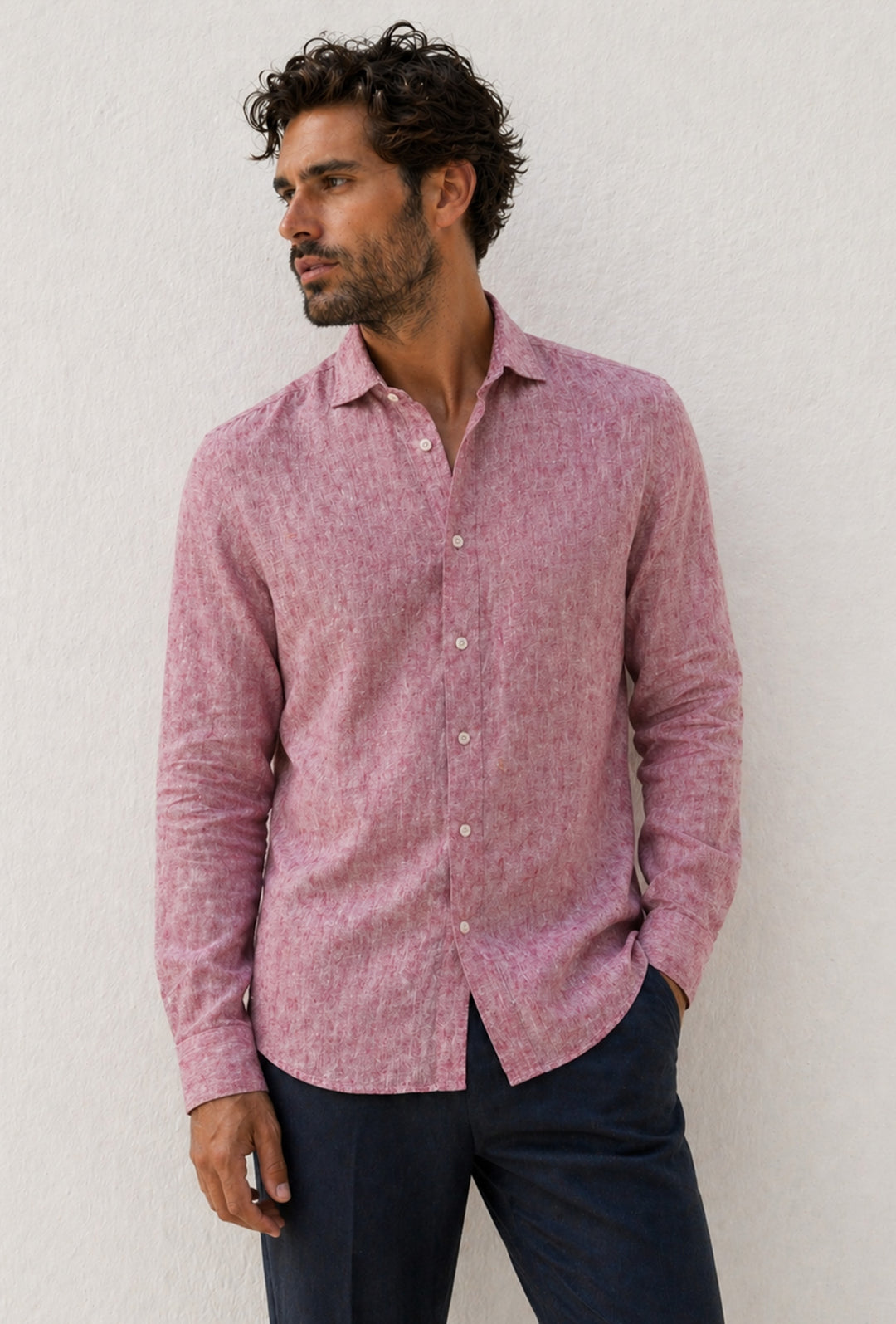 Camicia uomo 100% Lino fiammato Dresserd - BORDEAUX