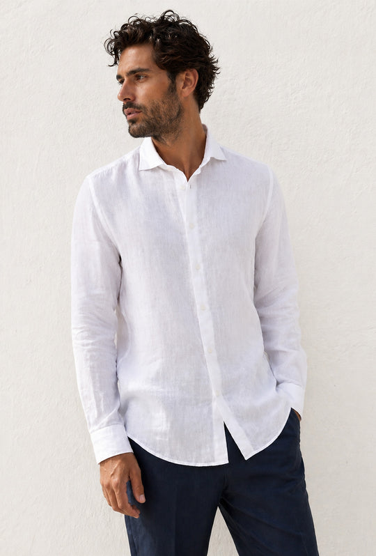 Camicia uomo 100% Lino fiammato Dresserd - BIANCO