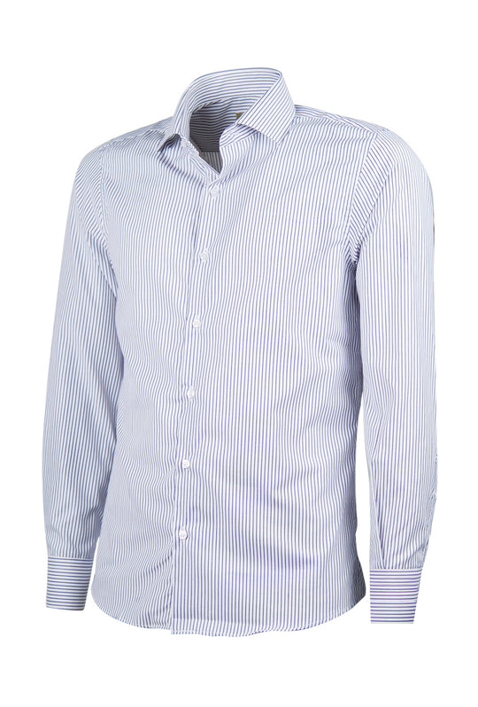 Camicia Uomo Manica Lunga trama rigata Slim Fit Made in italy Dresserd Camicie - BLU