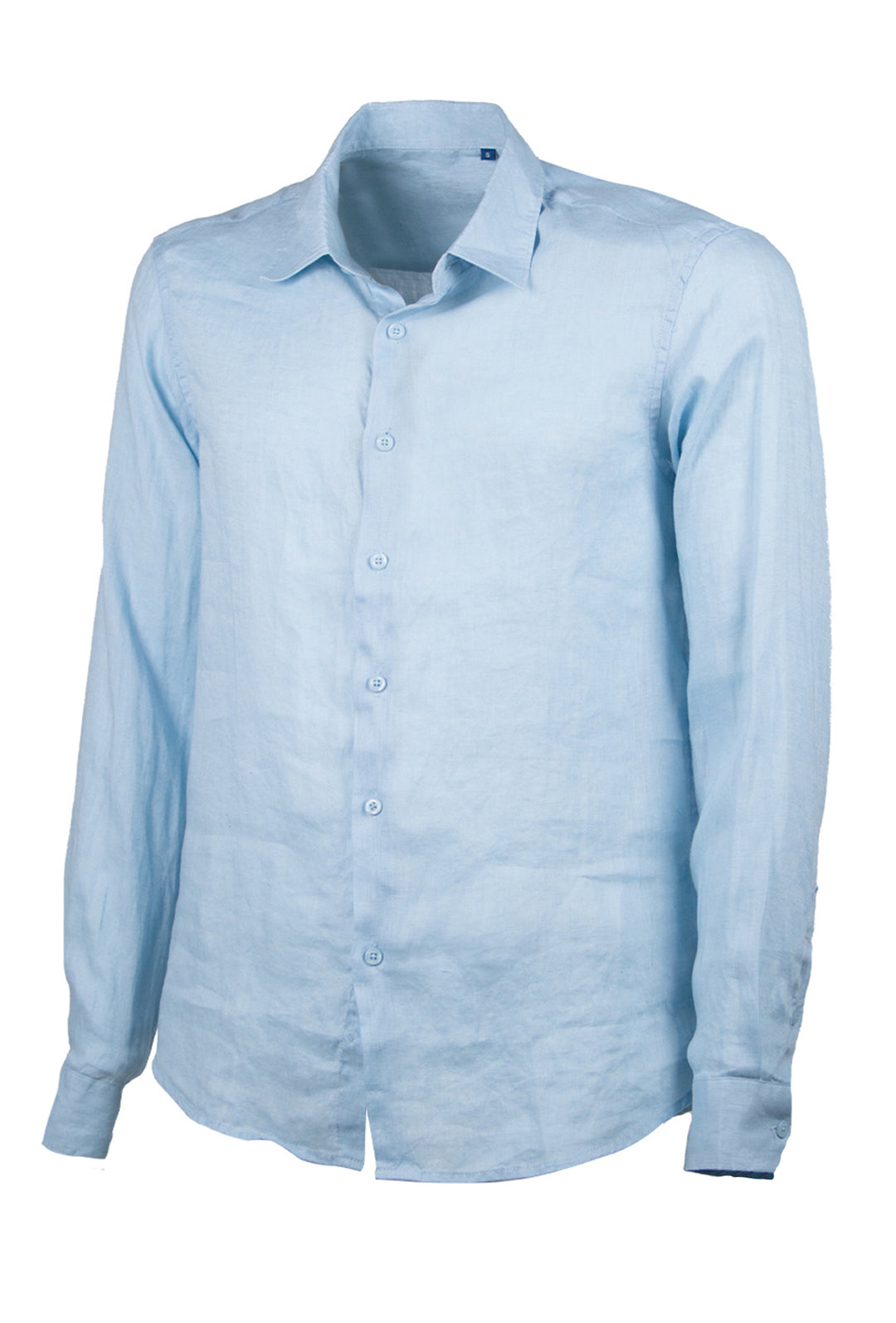 Camicia Uomo 100% Lino Manica Lunga Semi Slim Fit Camicie Dresserd - AZZURRO