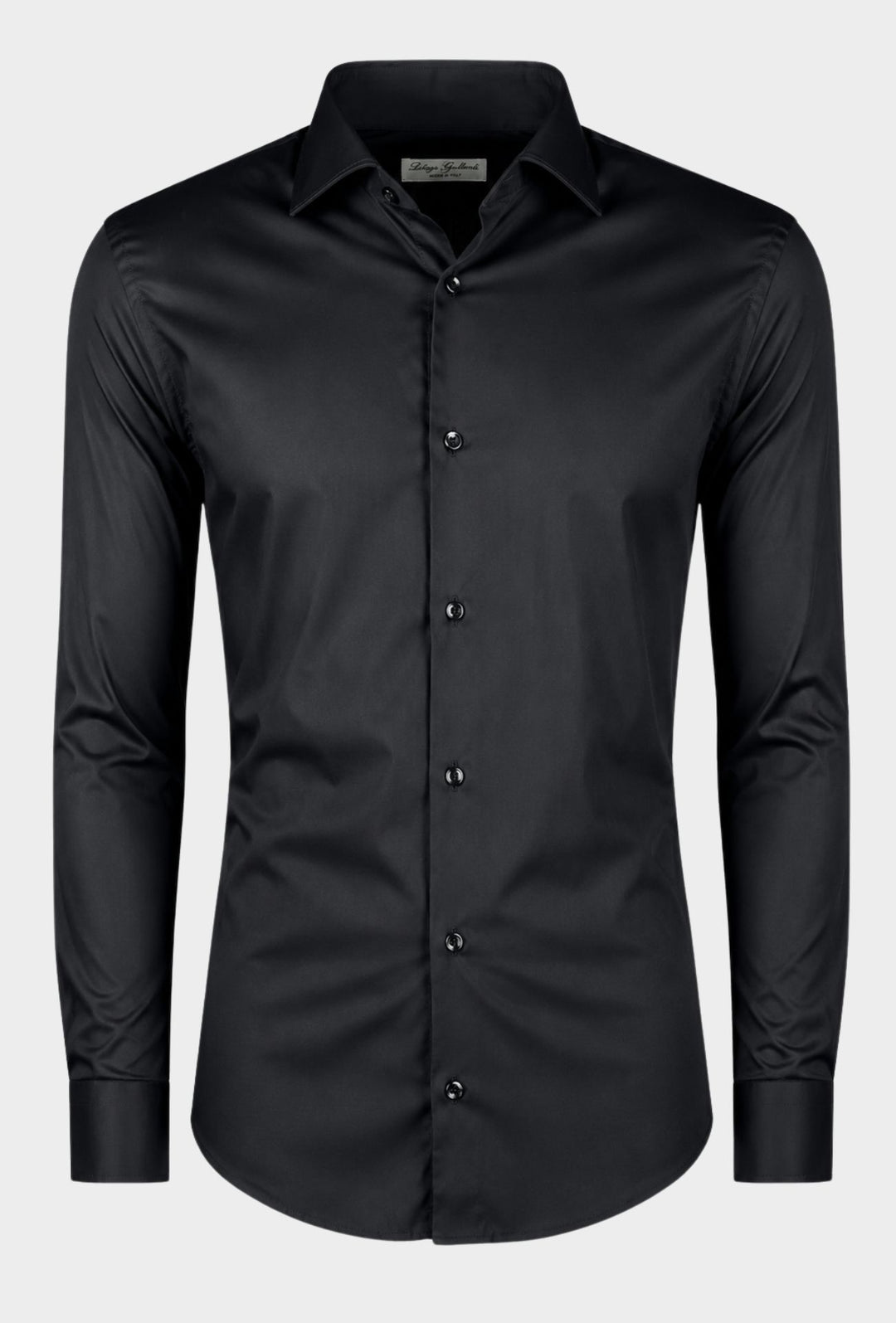 Camicia Uomo Manica lunga in cotone slim fit tinta Unita - NERO