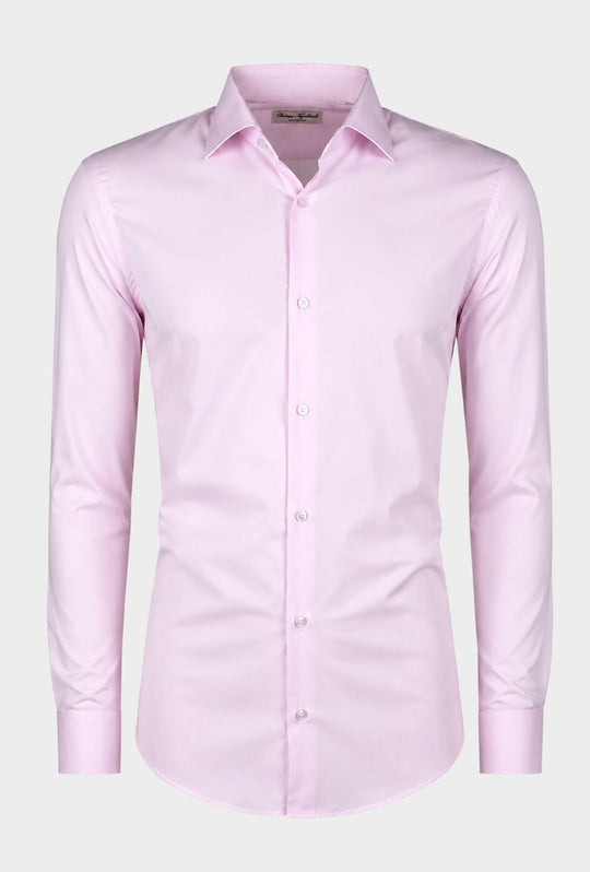 Camicia Uomo Manica lunga in cotone slim fit tinta Unita - ROSA