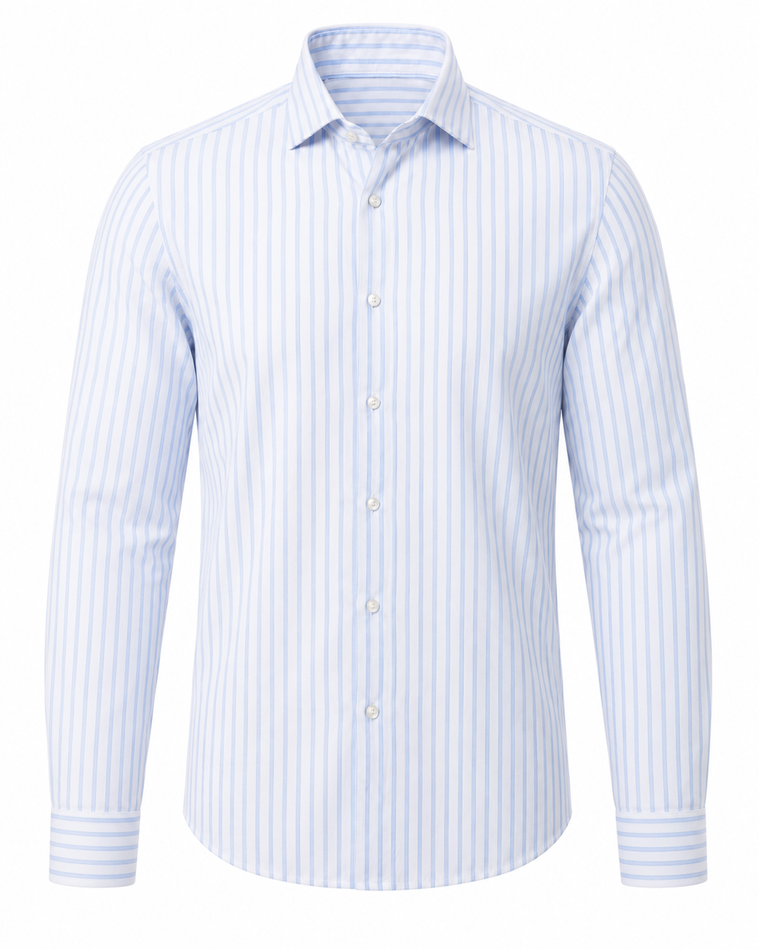 Camicia Uomo Lino Cotone a Righe Dresserd Collo Francese -AZZURRA