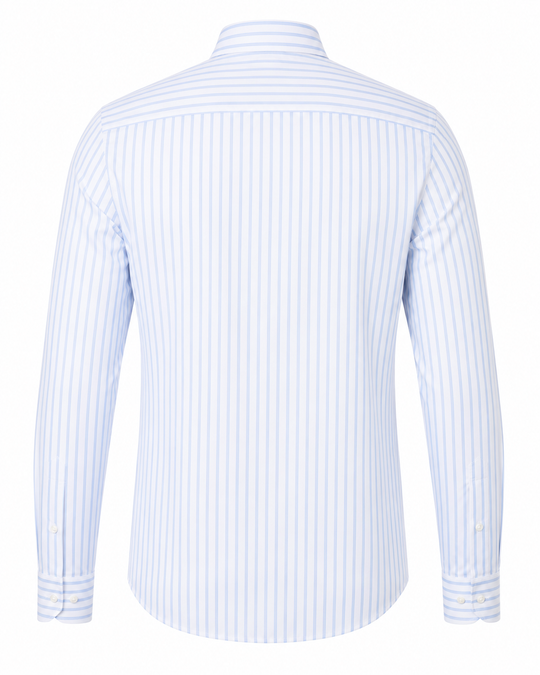 Camicia Uomo Lino Cotone a Righe Dresserd Collo Francese -AZZURRA