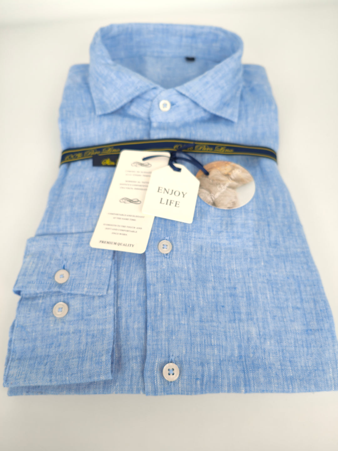 Camicia uomo 100% Lino fiammato Dresserd - AZZURRO