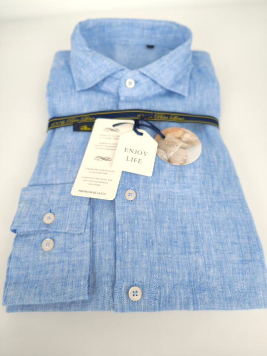 Camicia uomo 100% Lino fiammato Dresserd - AZZURRO