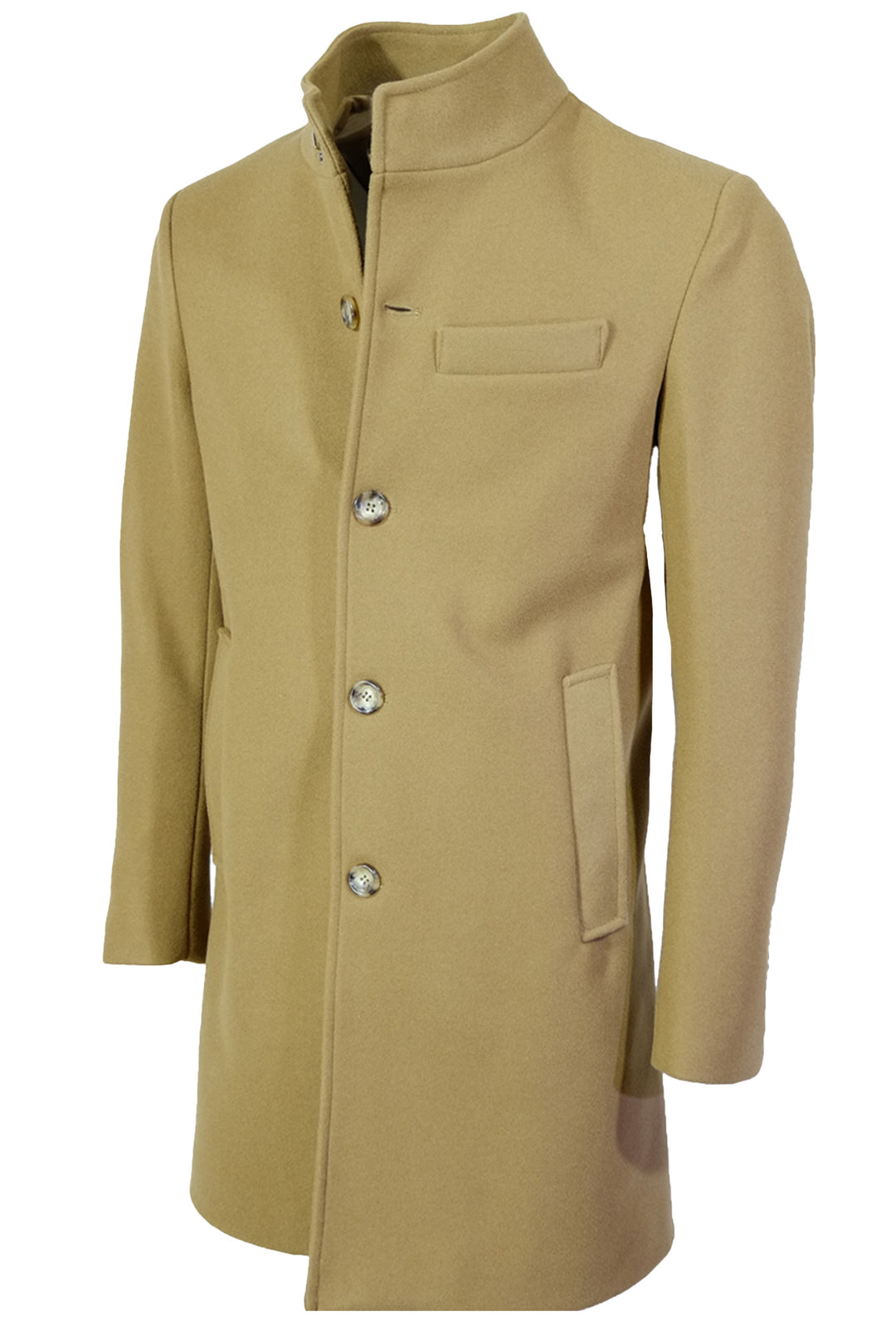 Cappotto uomo con collo coreano cappotti in panno - BEIGE