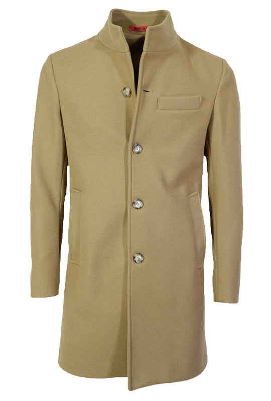 Cappotto uomo con collo coreano cappotti in panno - BEIGE