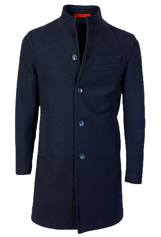 Cappotto uomo con collo coreano cappotti in panno - BLU