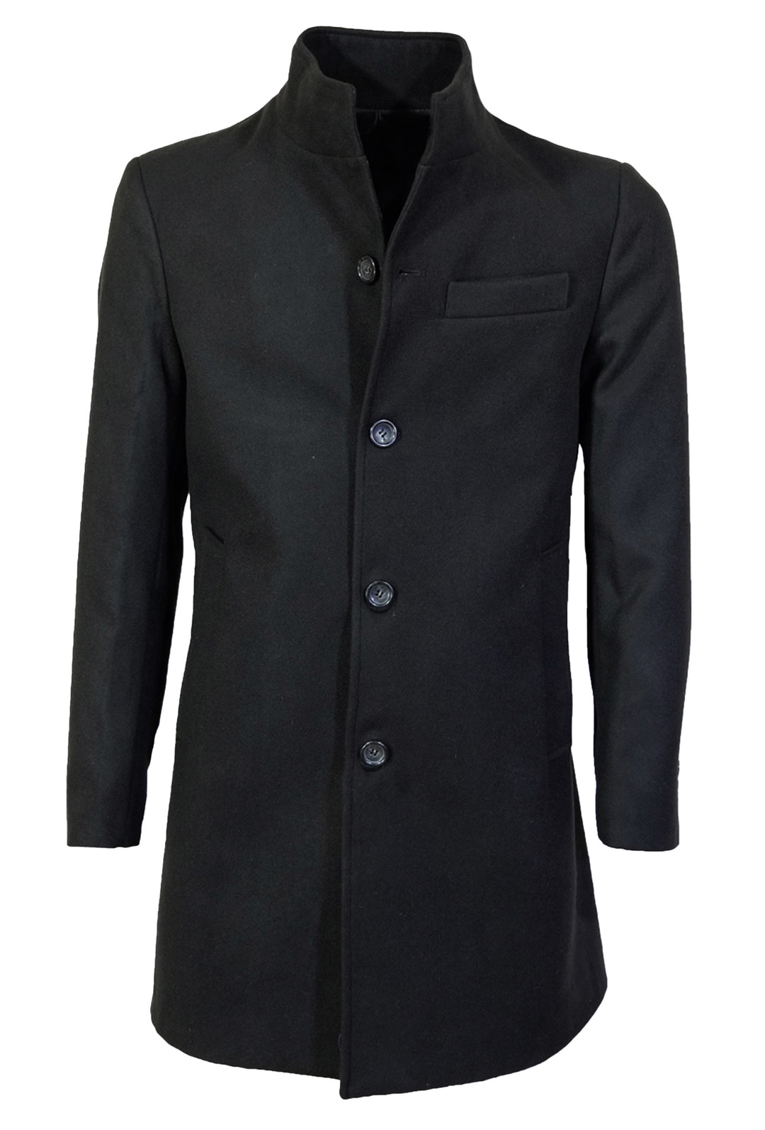 Cappotto uomo con collo coreano cappotti in panno NERO