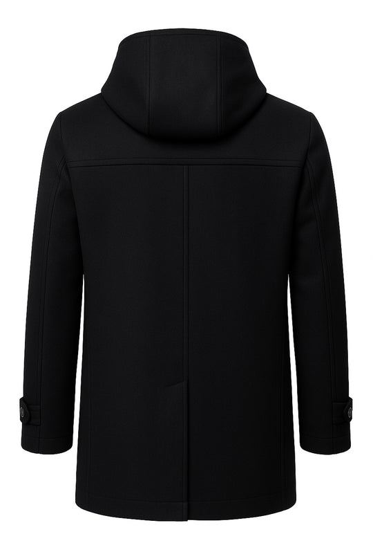 Cappotto uomo in panno con cappuccio Made in italy - NERO