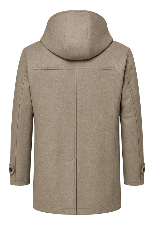 Cappotto uomo in panno con cappuccio Made in italy - BEIGE SCURO