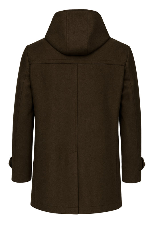 Cappotto uomo in panno con cappuccio Made in italy - MARRONE
