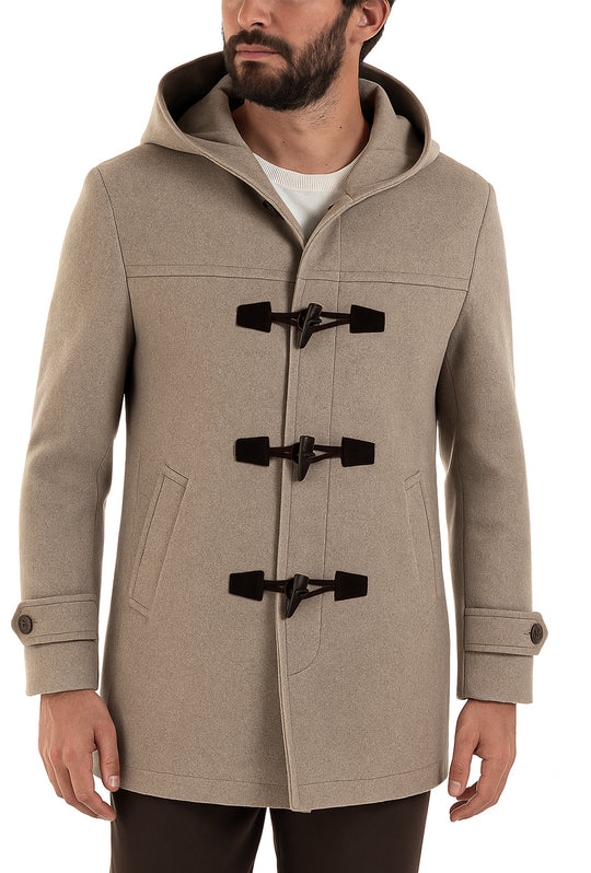 Cappotto uomo  Montgomery con cappuccio in panno dresserd - BEIGE