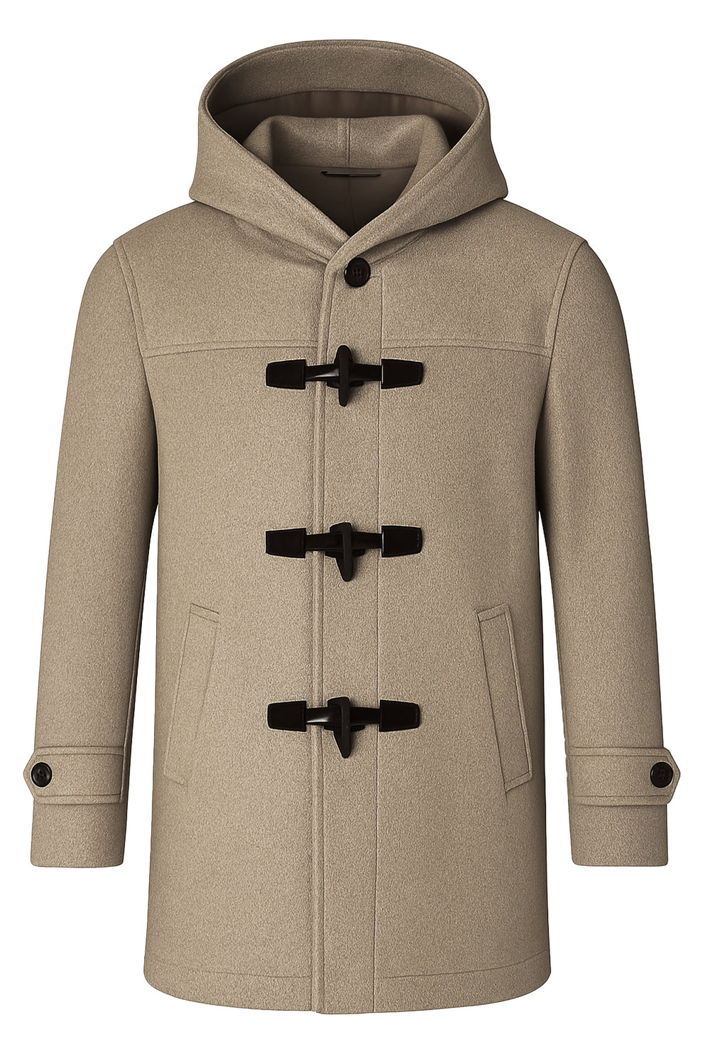 Cappotto uomo  Montgomery con cappuccio in panno dresserd - BEIGE