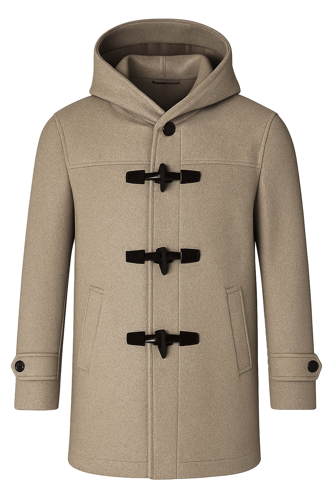 Cappotto uomo  Montgomery con cappuccio in panno dresserd - BEIGE