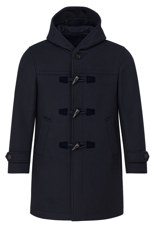 Cappotto uomo  Montgomery con cappuccio in panno dresserd - BLU