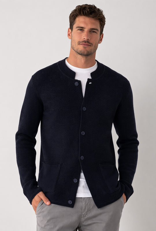 Cardigan Uomo Maglie in cotone con bottoni Giacca in maglia Semi Slim Fit  Dresserd - BLU