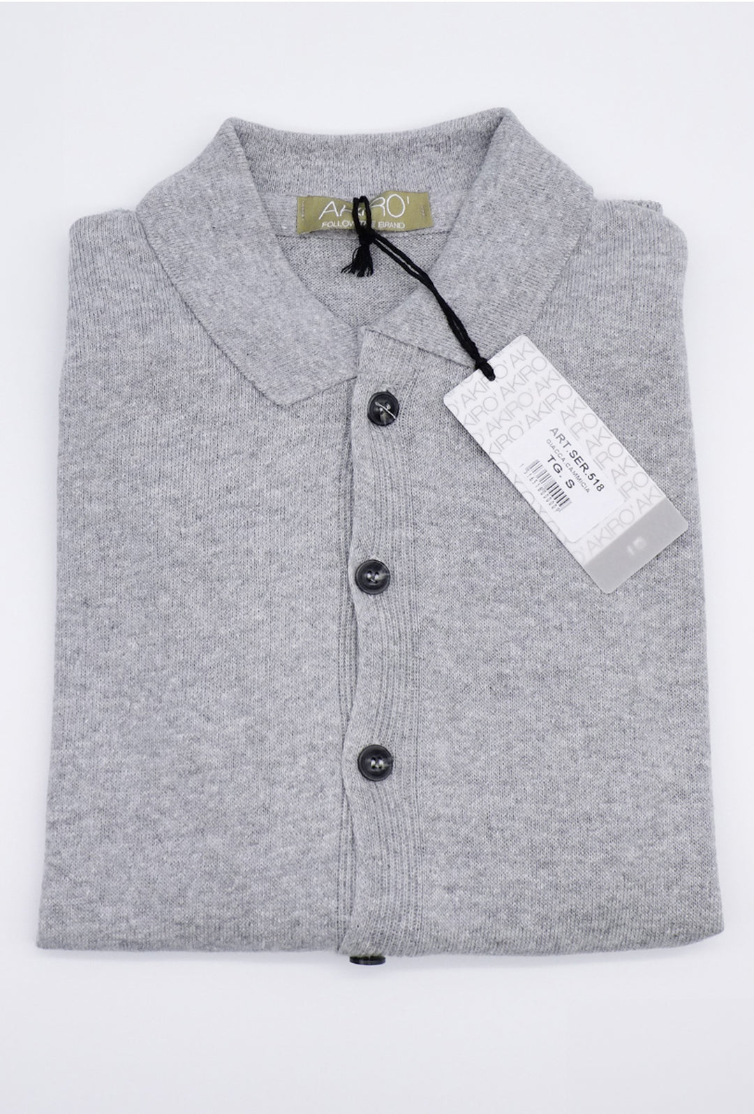 Maglia Uomo Manica Lunga con Bottoni Colletto Polo Cardigan Dresserd Maglioncino Cotone Leggero - GRIGIO