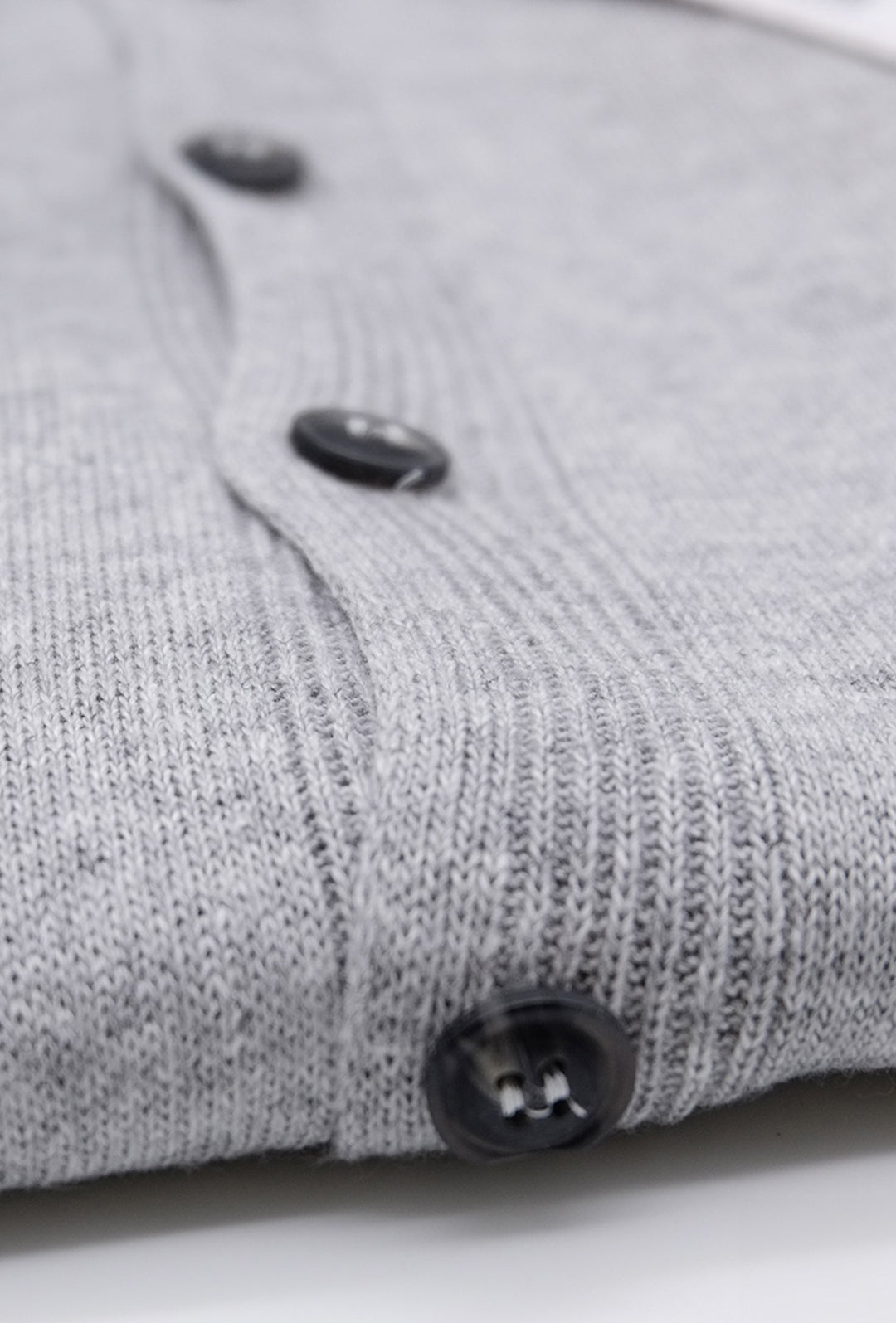 Maglia Uomo Manica Lunga con Bottoni Colletto Polo Cardigan Dresserd Maglioncino Cotone Leggero - GRIGIO