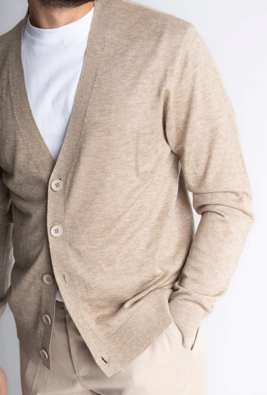 Cardigan in lana rasata Dresserd maglia aperta con bottoni - BEIGE