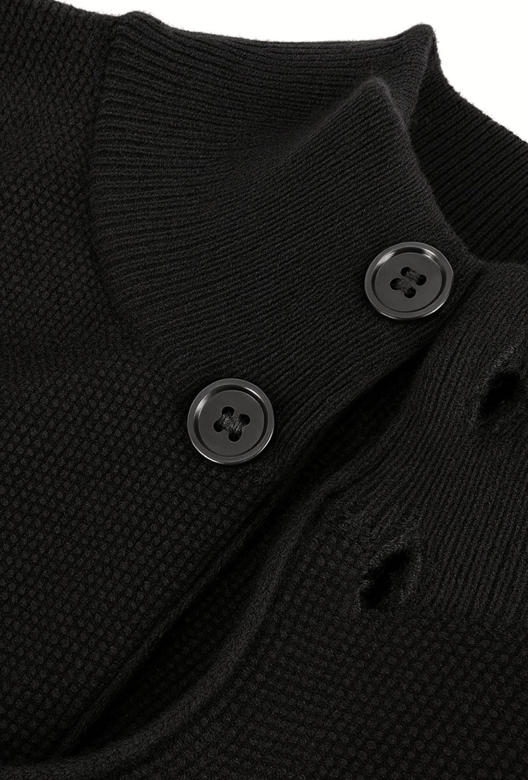 Cardigan uomo Maglione cotone trama lavorata con bottoni - NERO