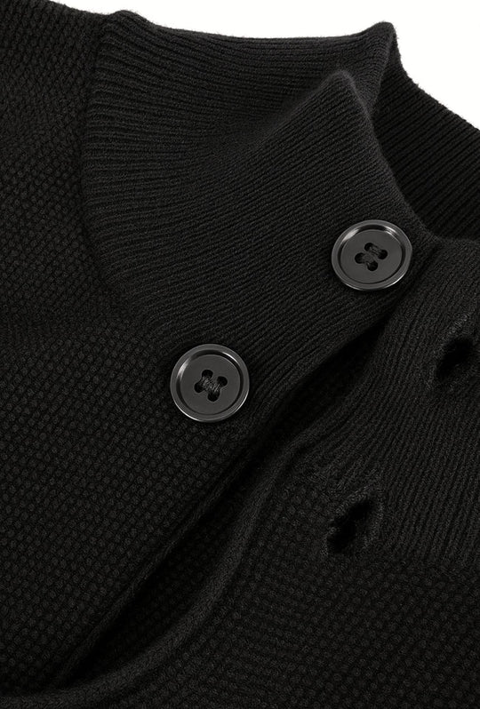 Cardigan uomo Maglione cotone trama lavorata con bottoni - NERO