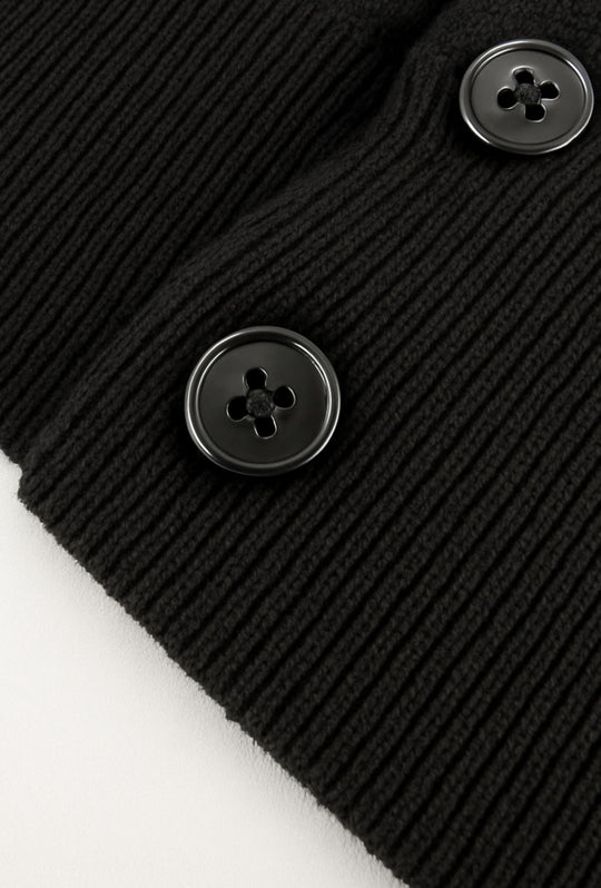 Cardigan uomo Maglione cotone trama lavorata con bottoni - NERO