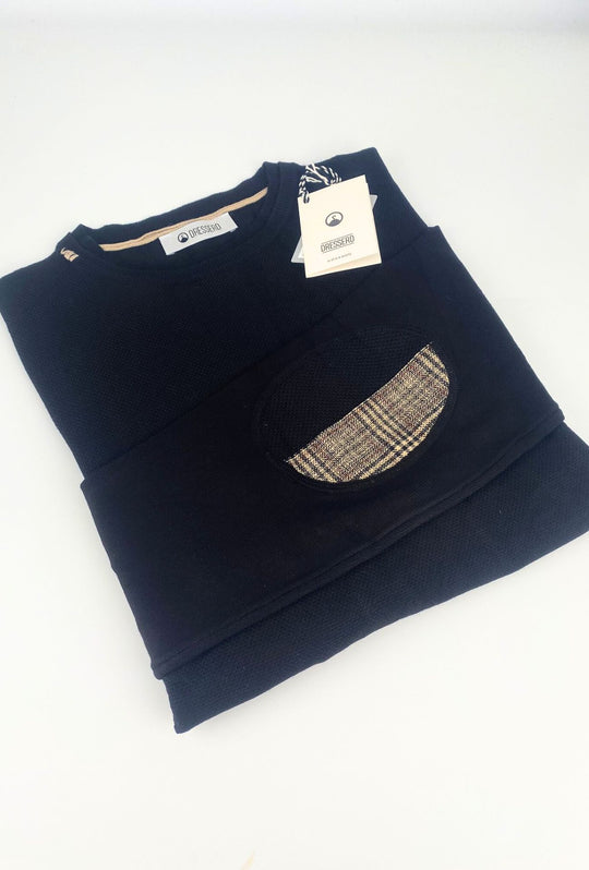 Maglioncino Uomo Viscosa Dresserd semi slim fit con top - NERO