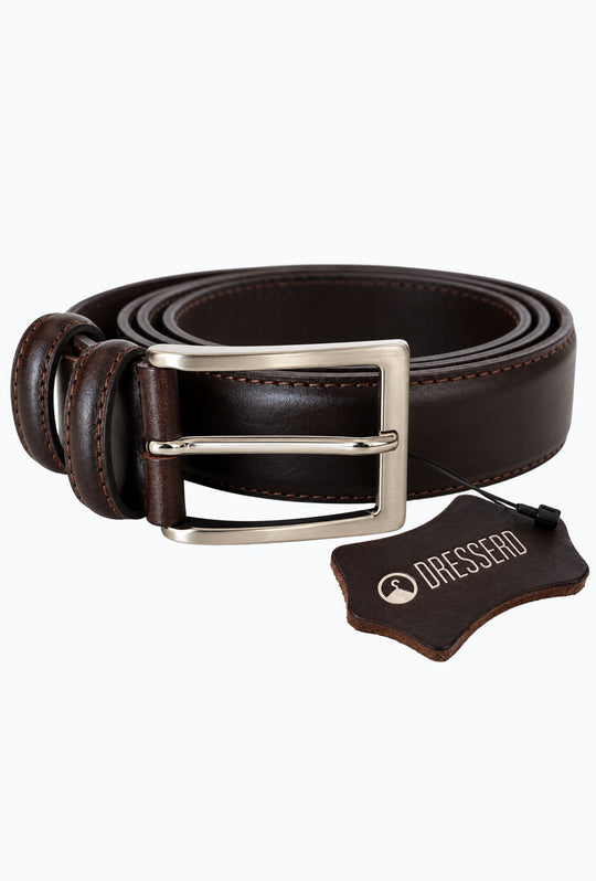 Cintura Uomo DRESSERD in Pelle di Vitello Made in Italy- MORO