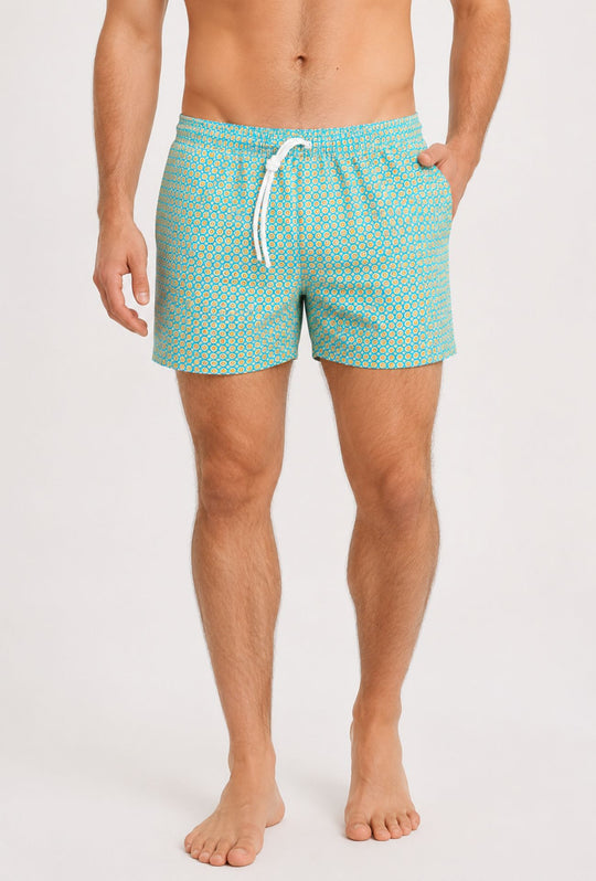 Costume da bagno uomo fantasia geometrica - AZZURRO