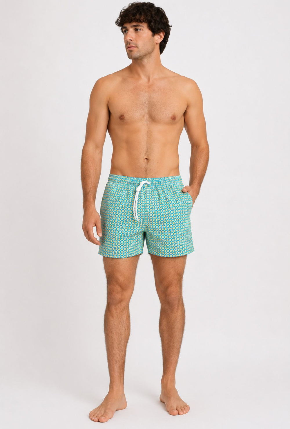 Costume da bagno uomo fantasia geometrica - AZZURRO
