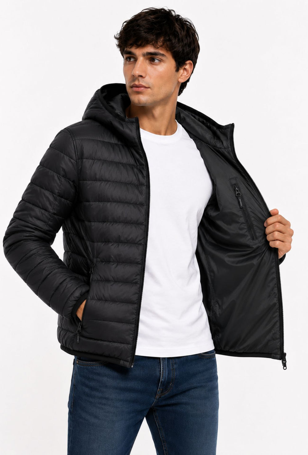 Giubbotto Uomo Double Face Dresserd Piumino e tessuto tecnico - NERO