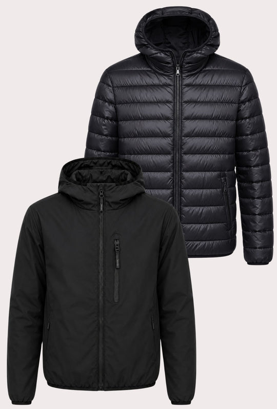 Giubbotto Uomo Double Face Dresserd Piumino e tessuto tecnico - NERO