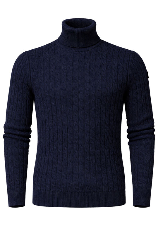 Maglia uomo dolcevita P/Club collo alto con trecce - BLU
