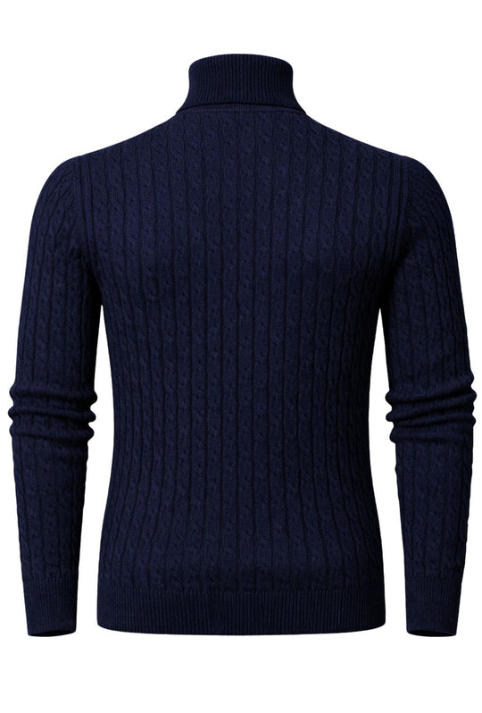 Maglia uomo dolcevita P/Club collo alto con trecce - BLU