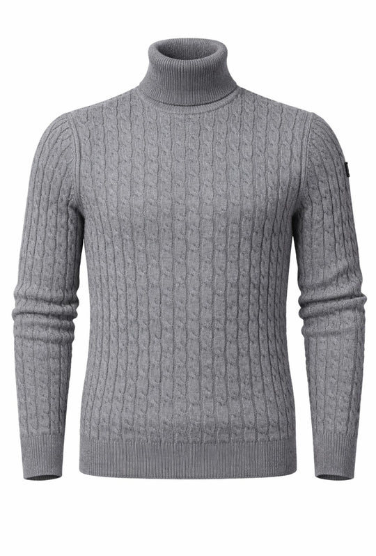 Maglia uomo dolcevita P/Club collo alto con trecce - GRIGIO