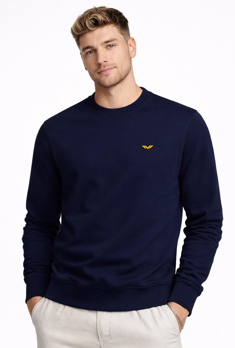 Felpa Uomo girocollo Armata di Mare in cotone leggero - BLU