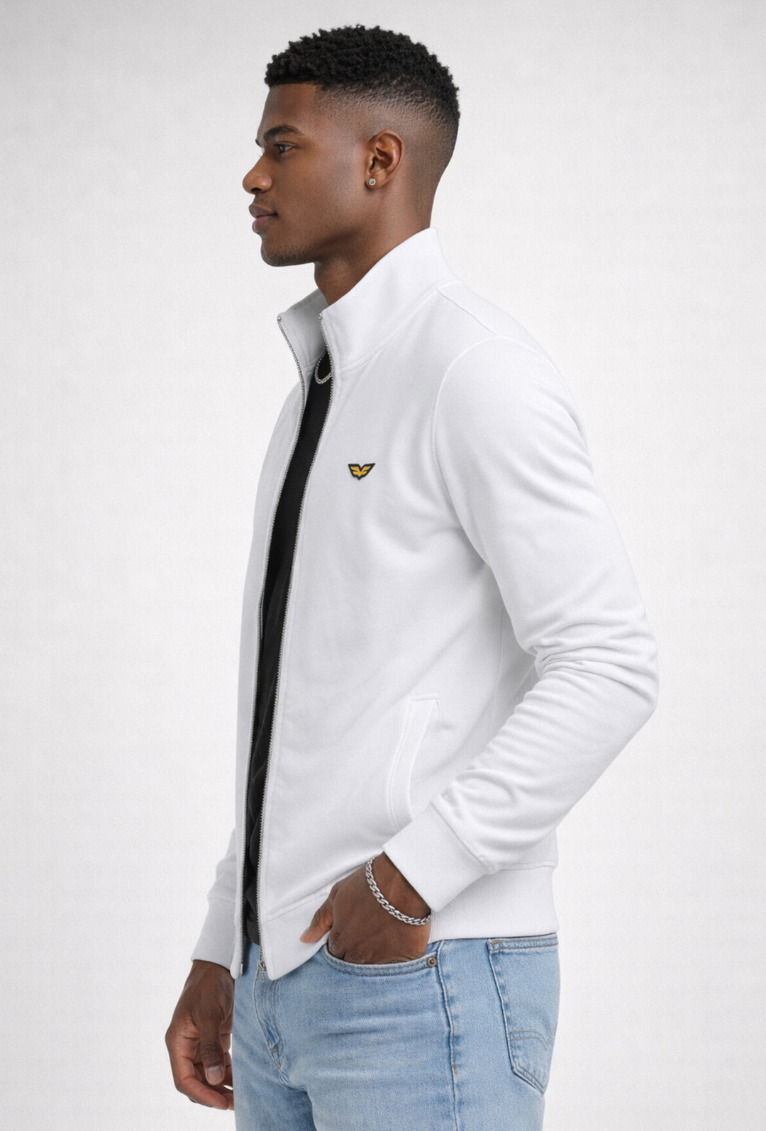 Felpa uomo ARMATA DI MARE zip intera in cotone leggero - BIANCO