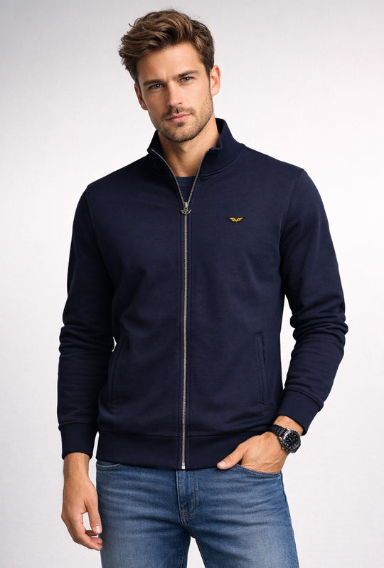 Felpa uomo ARMATA DI MARE zip intera in cotone leggero - BLU