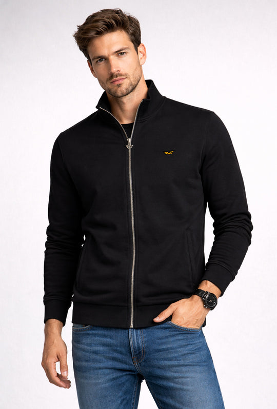 Felpa uomo ARMATA DI MARE zip intera in cotone leggero - NERO