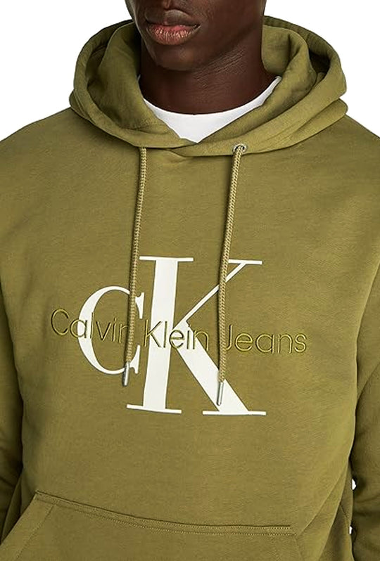 Felpa Uomo CALVIN KLEIN con cappuccio Seansonal monologo regular fit - VERDE OLIVA