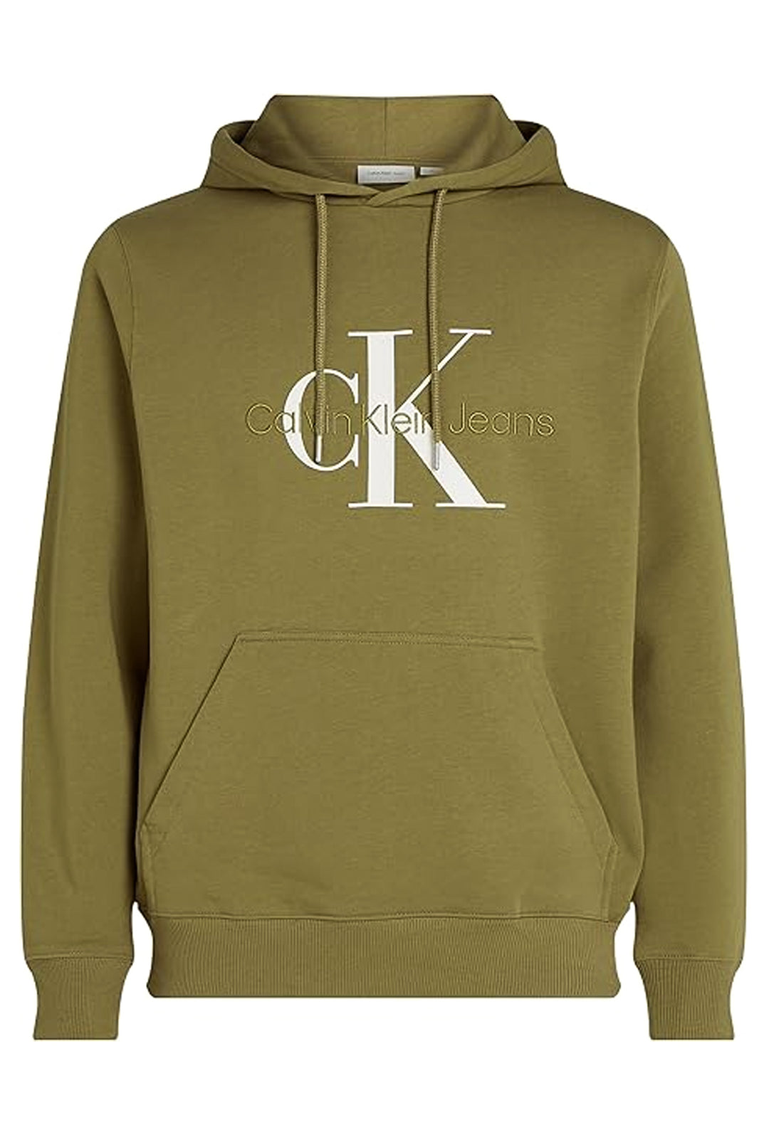 Felpa Uomo CALVIN KLEIN con cappuccio Seansonal monologo regular fit - VERDE OLIVA