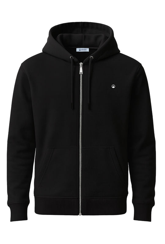 Felpa uomo con cappuccio Full Zip dresserd felpata - NERO